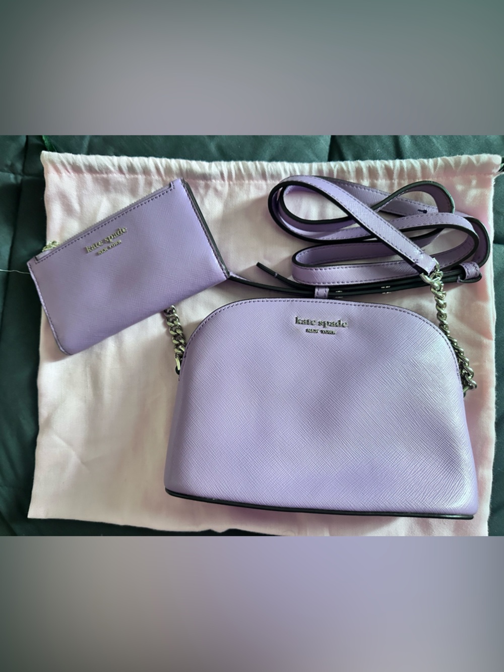 kate spade lavender Saffiano Crossbody with Matching Card Case